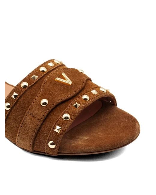 Via Roma 15 White Studded-Strap Sandals