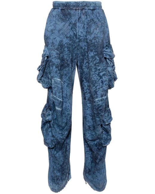 DIESEL Blue Printed Cotton Cargo Pant for men