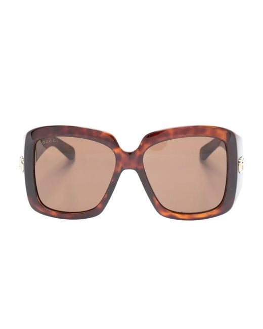 Gucci Pink Tortoiseshell-Effect Oversized-Frame Sunglasses