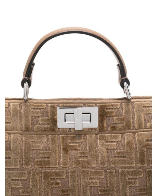 Fendi Natural Peekaboo Iseeu Small Jacquard Ff Velvet Bags
