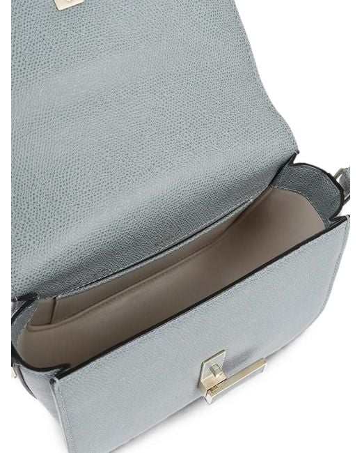 Valextra Gray Leather Shoulder Bag