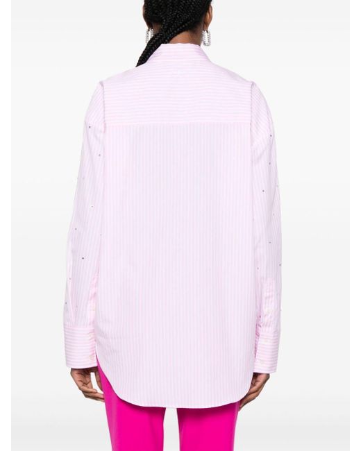 MSGM Pink Shirt With Rhinestone Details