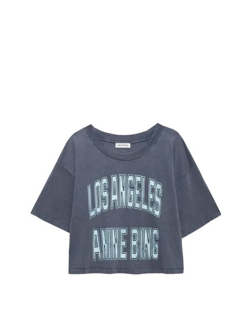 Anine Bing Blue "Johnny" Cropped Tee