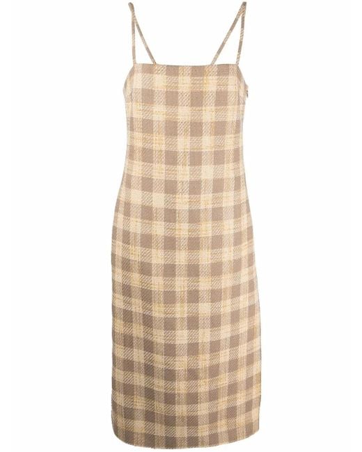 GIUSEPPE DI MORABITO Natural Checked Midi Dress