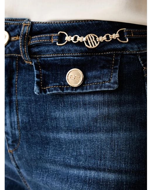 Fracomina Blue Logo-Embellished Flared Jeans