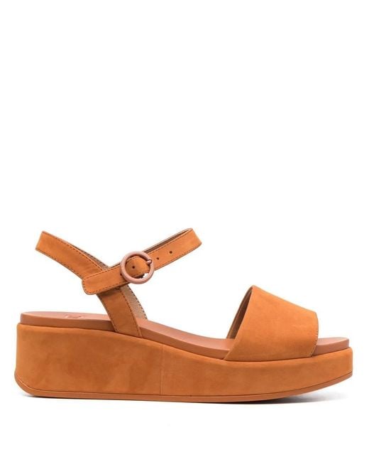 Camper Brown Misia Suede Wedge Sandals