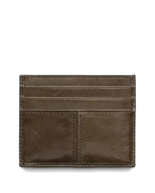 Prada Brown Triangle-Logo Leather Card Holder for men