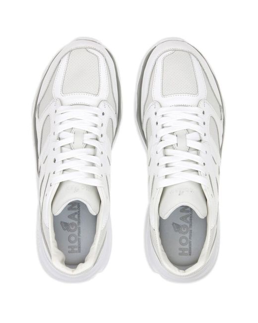 Hogan White Allac Panelled Leather Sneakers for men