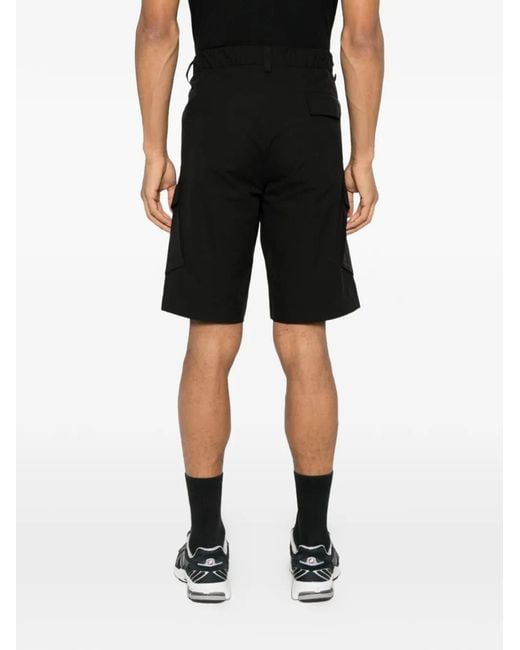 Herno Black Cargo Pleated Shorts for men