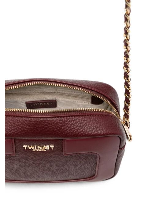 Twinset Red Logo-Plaque Chain-Strap Cross Body Bag