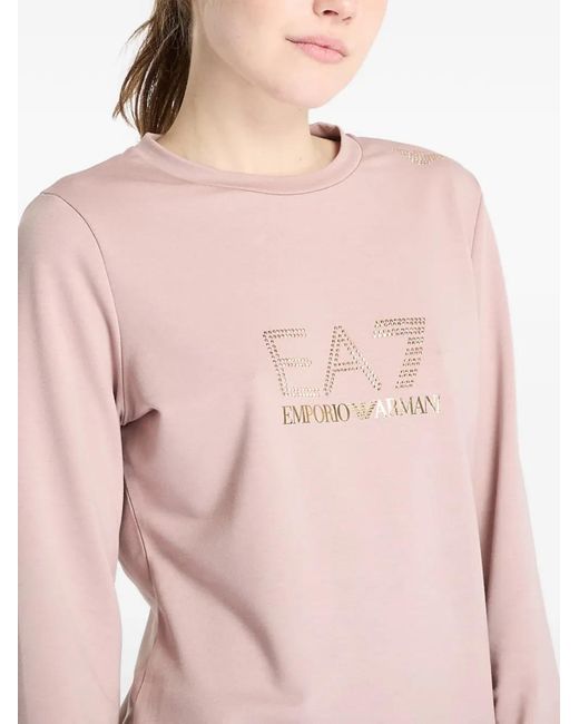 EA7 Pink Logo-Print Sweatshirt