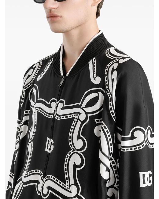 Dolce & Gabbana Black Bandana-Print Bomber Jacket for men