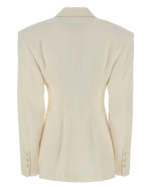 ANDAMANE Natural Padded-Shoulders Blazer