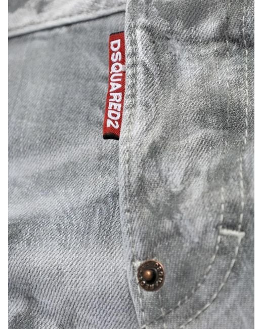 DSquared² Gray Logo-Patch Cotton-Blend Jeans