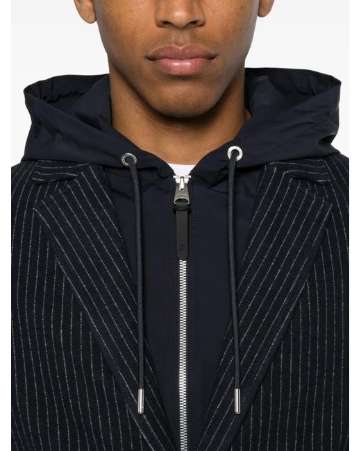Mackage Black Pinstriped Hooded Blazer for men