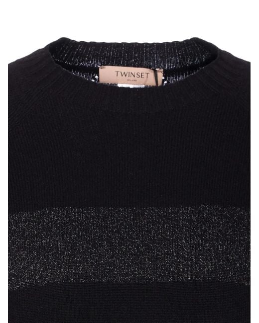Twinset Blue Striped-Pattern Sweater