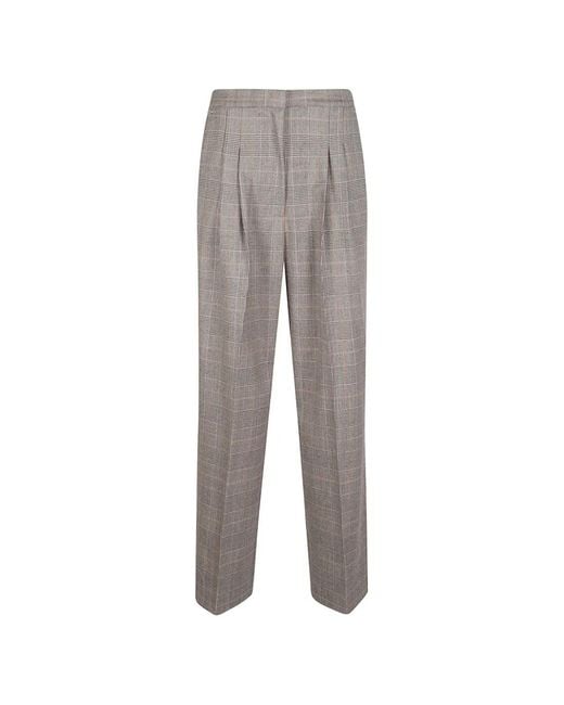 PT Torino Gray Prince Of Wales Check Pleated Trousers