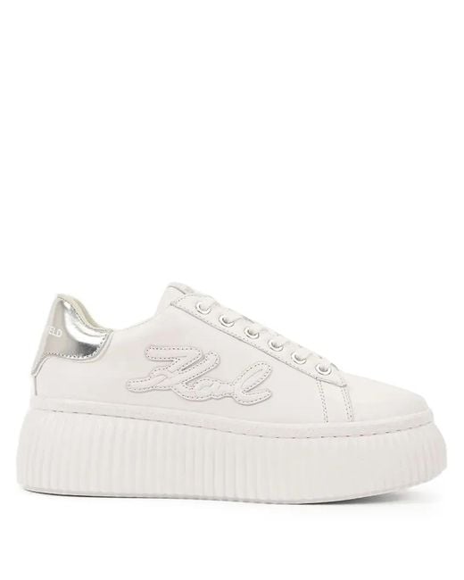 Karl Lagerfeld White Logo-Patch Sneakers