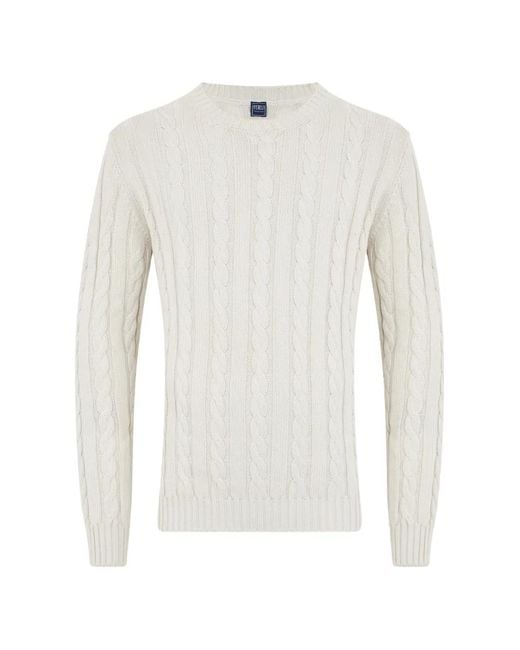 Fedeli White Cable-Knit Sweater for men
