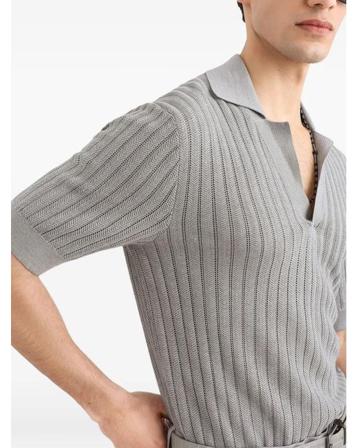 Dolce & Gabbana Gray Silk Polo Shirt for men