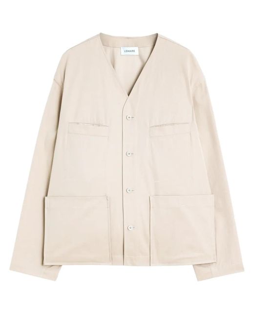 Lemaire Natural Collarless Overshirt for men