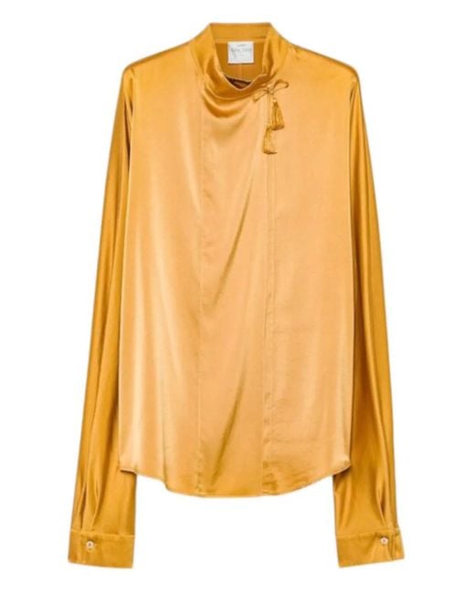 Forte_forte Yellow Tassel-Neck Blouse
