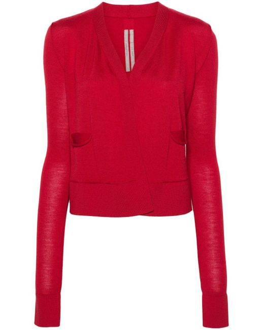 Rick Owens Red Open-front Wool Cardigan
