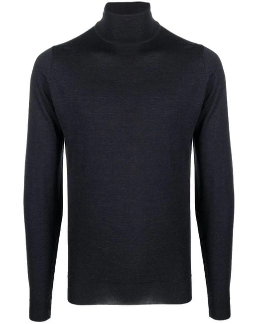 John Smedley Blue Cherwell Roll Neck Jumper for men