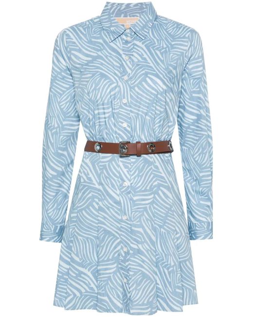 Robe Courte En Popeline À Imprimé Zébré MICHAEL Michael Kors en coloris Blue