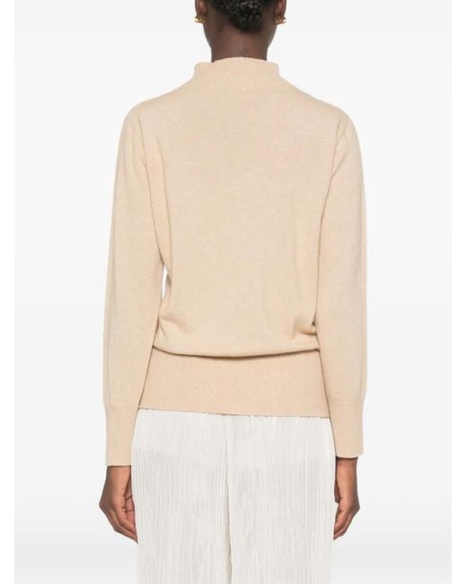 SERGIO MORETTI FIRENZE White Mock-Neck Ribbed-Trim Sweater