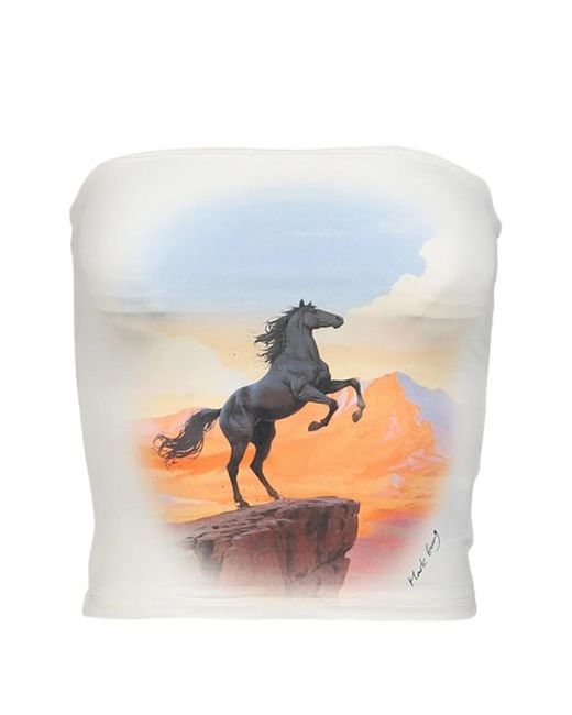 Markgong Gray Horse-Print Tube Top