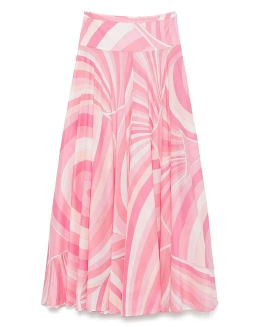Emilio Pucci Irideプリント シルクスカート Pink