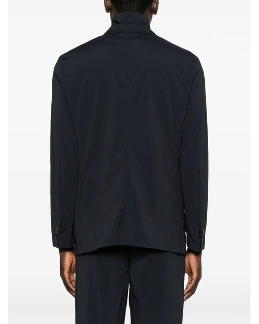 Emporio Armani Blue Layered-Effect Notched-Lapel Blazer for men