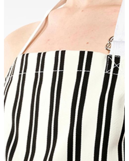 Balenciaga White Striped Halterneck Tank Top