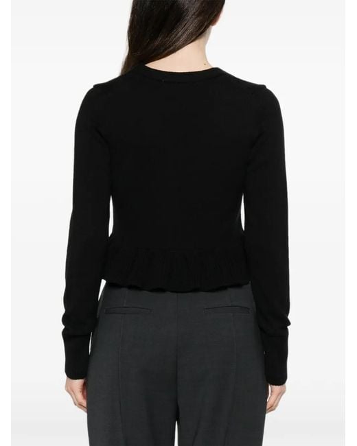 CECILIE BAHNSEN Black Prisca Ruffled Cardigan