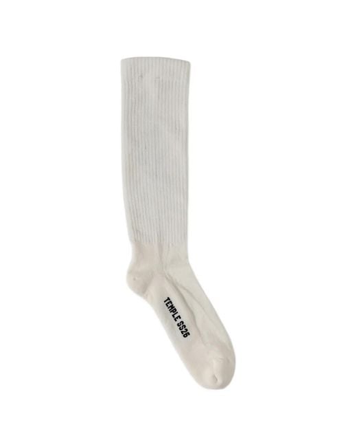 Rick Owens White Ribbed-Ankle Socks for men