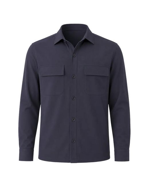 Patrick Assaraf Blue Button-Up Shirt Jacket for men