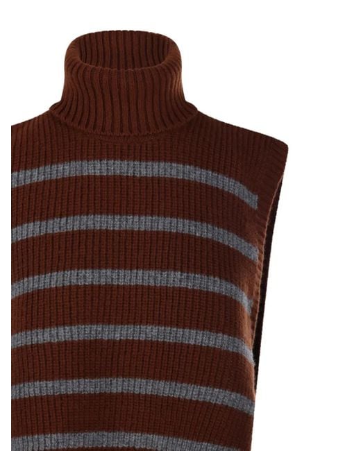 DAVANTINO Brown Striped Turtleneck Sweater