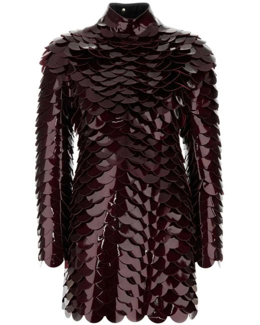 Ferragamo Patent Leather Scales Mini Dress in Red | Lyst