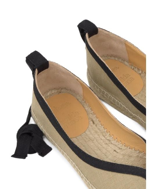 Castaner White Kanu Tie-Fastening Ballet Flats