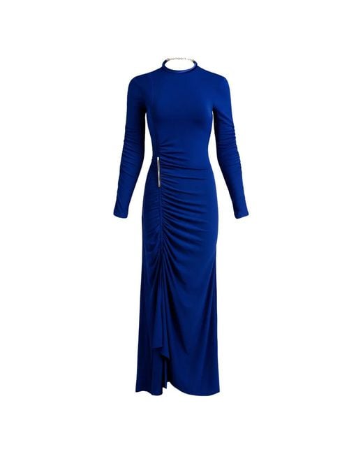 Silvia Tcherassi Blue Mara Ruched-Detail Midi Dress