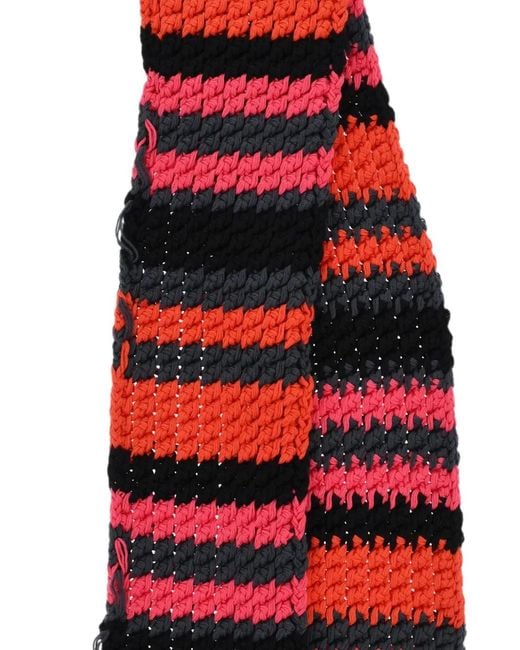 DSquared² Red Striped Fringed Scarf for men