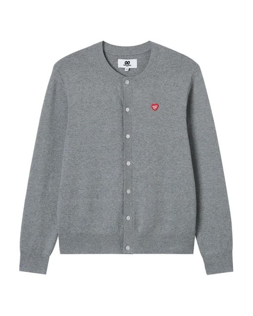 Chocoolate Gray Heart-Embroidered Cotton Cardigan