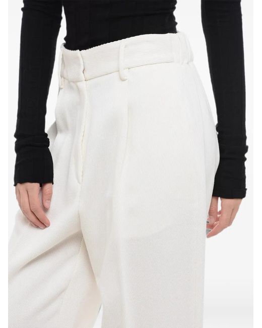 Forte_forte White Pleated-Front Tailored Trousers