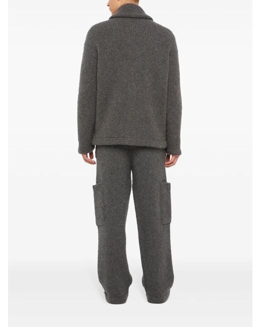Alanui Gray Finest Ribbed Cardigan for men