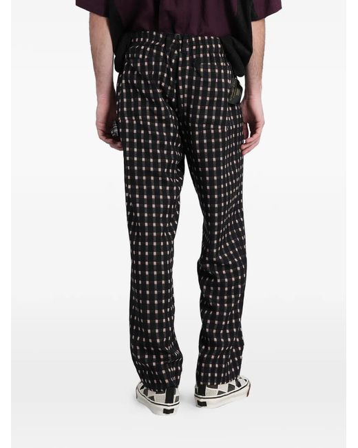 Undercover Black Pantalon À Carreaux Et Patch Logo for men