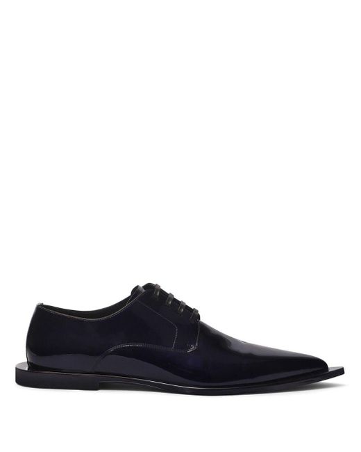 Dolce & Gabbana Blue Patent Leather Derby Shoes for men