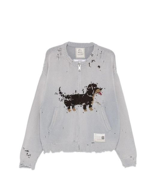 Maison Mihara Yasuhiro Gray Cardigan En Jacquard À Effet Usé for men