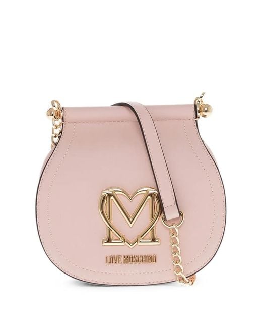 Moschino Pink Logo-Plaque Chain-Strap Crossbody Bag
