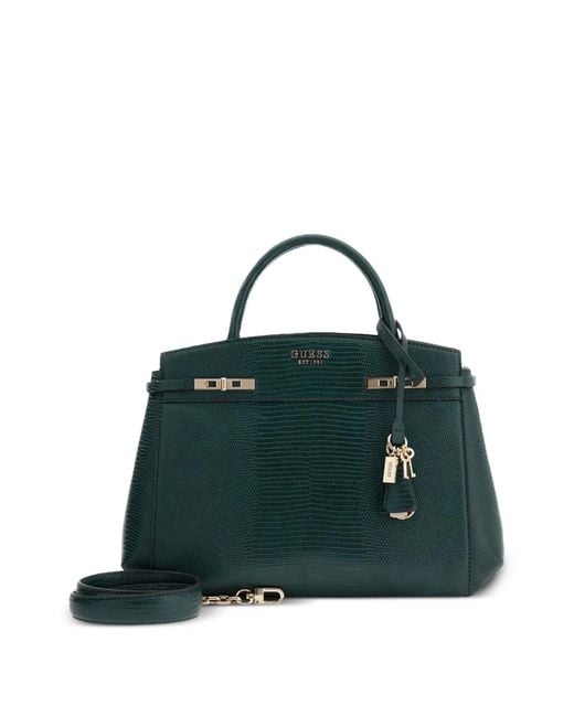 Guess Green Melinda Lizard-Effect Tote Bag
